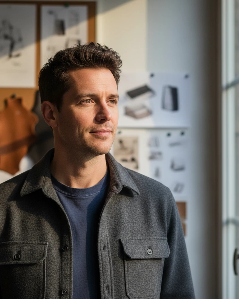 Julien Arnaud, designer produit parisien et rédacteur de Sac UrbanLife, dans son atelier