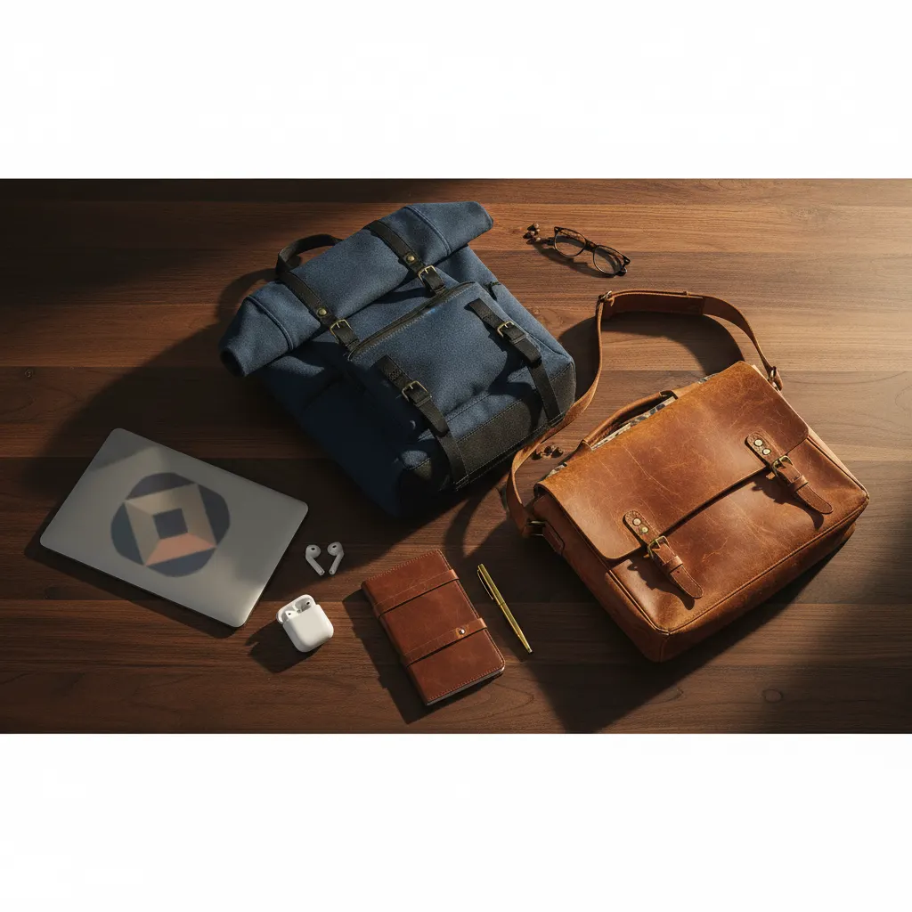 Sac à dos urbain en cuir et carnet pour collaboration de marque